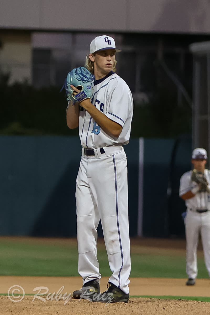 Luke Bailey pitching in CIF Championship